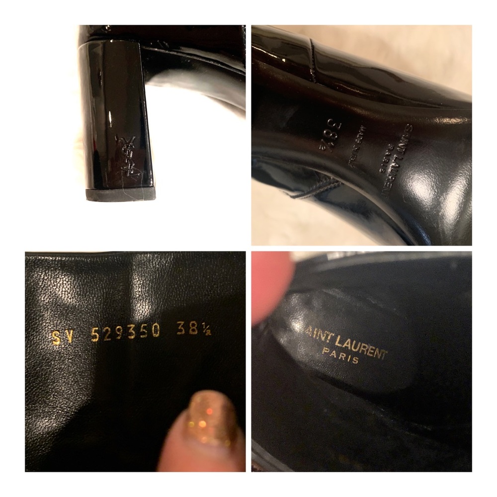 💯YSL Saint Laurent Black Patent Leather Lou Boots - Picture 3 of 8
